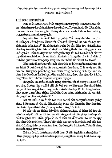 Báo cáo Biện pháp Biện pháp giúp học sinh nhớ lâu quy tắc, công thức - Mảng hình học ở Lớp 3,4,5