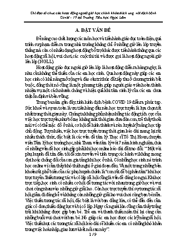 Báo cáo Biện pháp Chỉ đạo tổ chức các hoạt động ngoài giờ học chính khóa thích ứng với dịch bệnh Covid - 19 tại Trường Tiểu học Ngọc Lâm