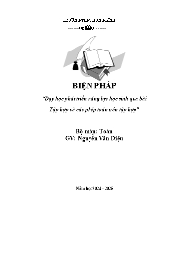 Báo cáo Biện pháp Dạy học phát triển năng lực học sinh qua bài Tập hợp và các phép toán trên tập hợp
