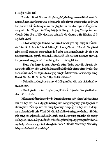 Báo cáo Biện pháp Giải bài toán trung bình cộng bằng cách vẽ sơ đồ đoạn thẳng