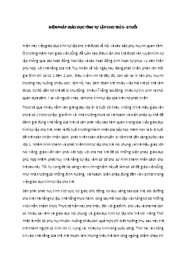 Báo cáo Biện pháp Giáo dục tính tự lập cho trẻ 5- 6 tuổi