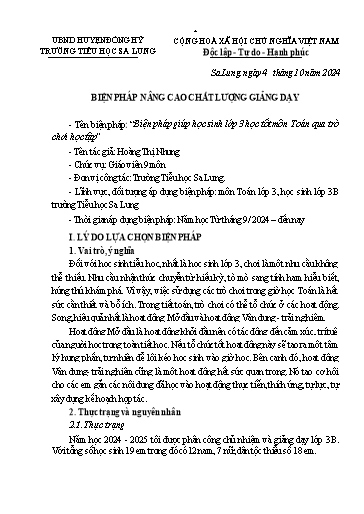 Báo cáo Biện pháp Giúp học sinh Lớp 3 học tốt môn Toán qua trò chơi học tập