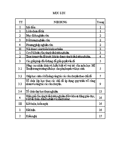 Báo cáo Biện pháp Giúp học sinh Lớp 4 thực hiện tốt quy trình vẽ cùng nhau và sáng tác các câu chuyện trong môn Mĩ thuật thep phương pháp Đan Mạch ở Trường Tiểu học Nga Lĩnh