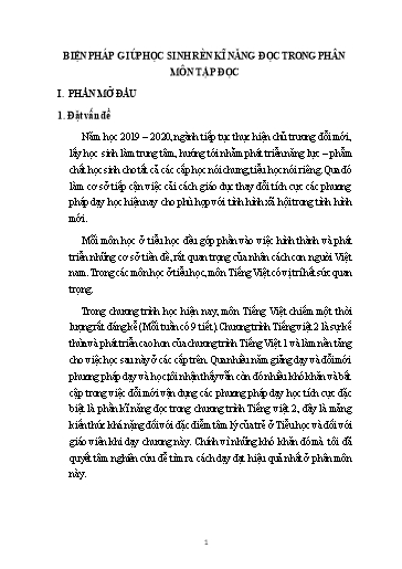 Báo cáo Biện pháp Giúp học sinh rèn kĩ năng đọc trong phân môn tập đọc