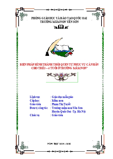 Báo cáo Biện pháp Hình thành thói quen tự phục vụ cá nhân cho trẻ 3-4 tuổi ở Trường Mầm non