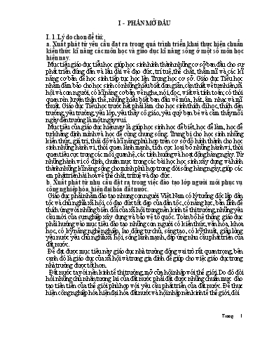 Báo cáo Biện pháp Kĩ năng tổ chức trò chơi học tập để dạy các môn học ở bậc Tiểu học
