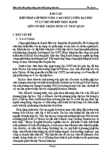Báo cáo Biện pháp Nâng cao chất lượng dạy học từ lý thuyết đến thực hành môn Tin học 6 bằng dụng cụ trực quan
