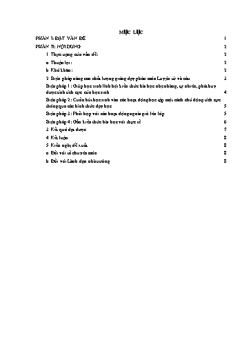 Báo cáo Biện pháp Nâng cao chất lượng giảng dạy phân môn Luyện từ và câu Lớp 4