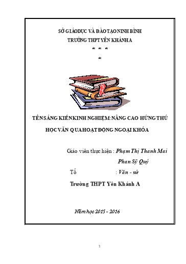 Báo cáo Biện pháp Nâng cao hứng thú học văn qua hoạt động ngoại khóa