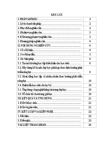 Báo cáo Biện pháp phát triển năng lực thẩm mĩ trong dạy học môn Mĩ thuật theo Chương trình GDPT 2018