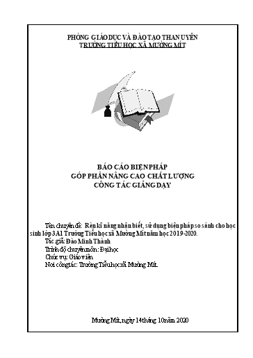 Báo cáo Biện pháp Rèn kĩ năng nhận biết, sử dụng biện pháp so sánh cho học sinh Lớp 3A1 Trường Tiểu học xã Mường Mít năm học 2019-2020