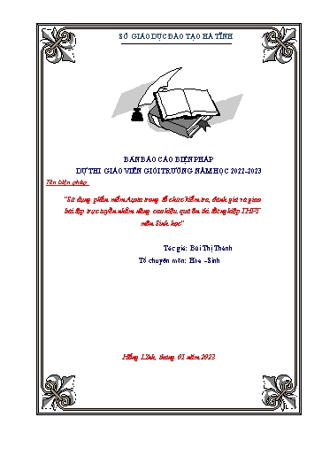 Báo cáo Biện pháp Sử dụng phần mềm Azota trong tổ chức kiểm tra, đánh giá và giao bài tập trực tuyến nhằm nâng cao hiệu quả ôn thi tốt nghiệp THPT môn Sinh học