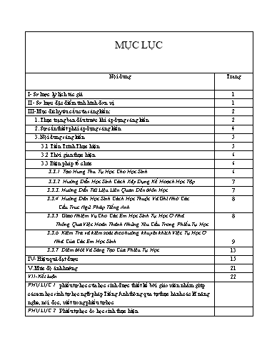 Báo cáo Biện pháp Tăng vốn từ vựng tiếng Anh cho học sinh Khối 10 trường THPT Tịnh Biên thông qua thực hành kĩ năng đọc mở rộng và viết theo yêu cầu trong phiếu tự học
