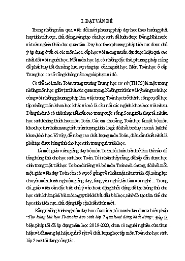 Báo cáo Biện pháp Tạo hứng thú học Toán cho học sinh lớp 7 qua hoạt động khởi động