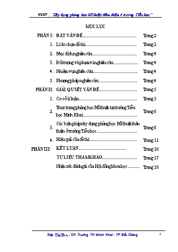 Báo cáo Biện pháp Xây dựng phòng học Mĩ thuật thân thiện ở trường Tiểu học