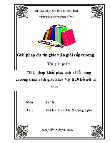 Báo cáo Giải pháp Khắc phục một số lỗi trong chương trình SGK Vật lí 10 kết nối tri thức