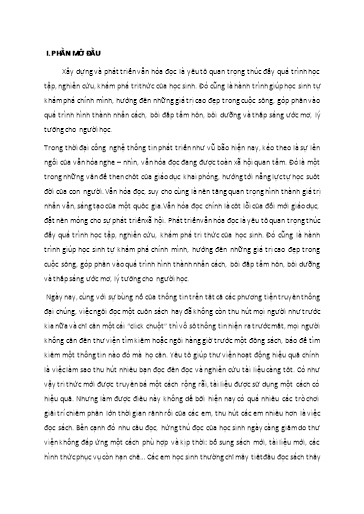 Báo cáo Giải pháp Nâng cao chất lượng hoạt động thư viện nhằm phát triển văn hóa đọc ở trường Tiểu học