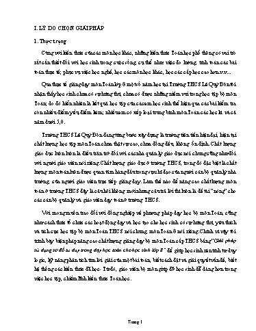 Báo cáo Giải pháp Sử dụng sơ đồ tư duy trong dạy học Toán cho học sinh Lớp 8