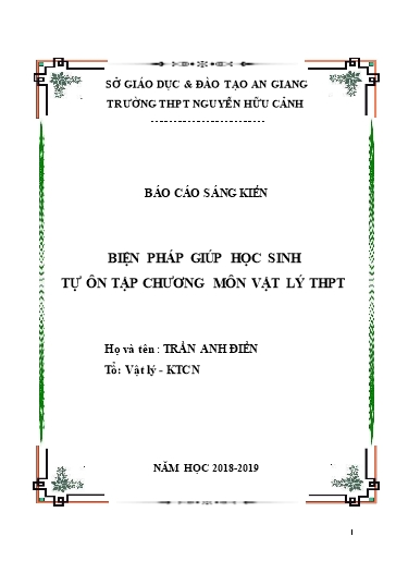 Báo cáo Sáng kiến Biện pháp giúp học sinh tự ôn tập chương môn Vật Lý THPT