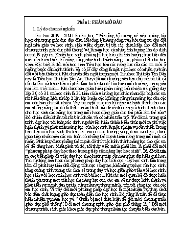 Báo cáo Sáng kiến Các giải pháp để dạy học theo hướng tiếp cận năng lực học sinh đạt hiệu quả ở lớp chủ nhiệm