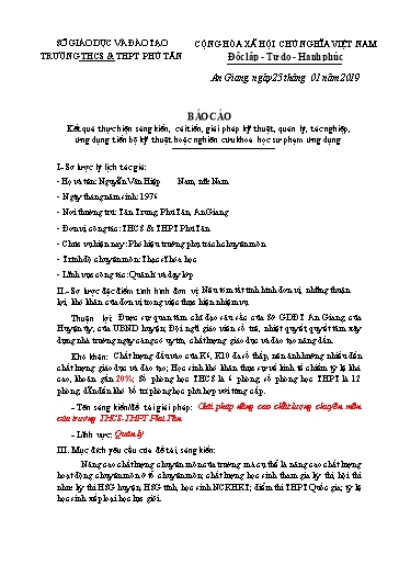 Báo cáo Sáng kiến Giải pháp nâng cao chất lượng chuyên môn của trường THCS-THPT Phú Tân