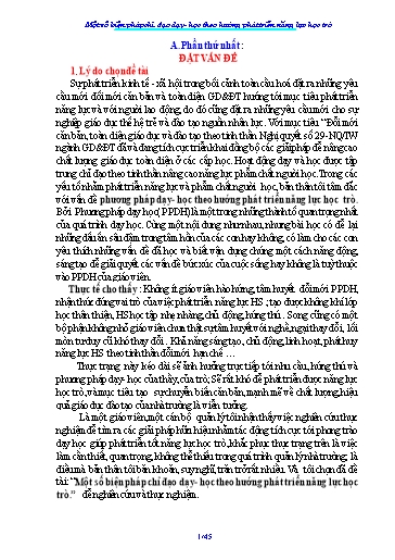 Báo cáo Sáng kiến Một số biện pháp chỉ đạo dạy - Học theo hướng phát triển năng lực học trò
