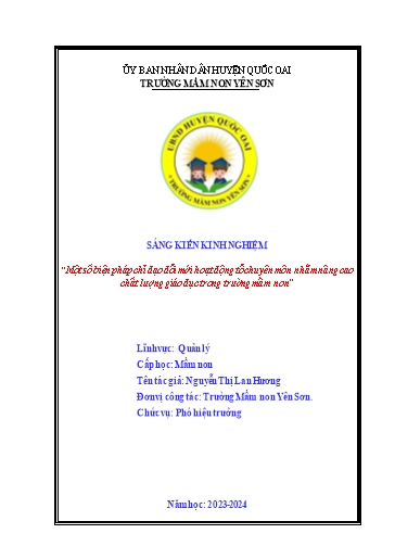 Báo cáo Sáng kiến Một số biện pháp chỉ đạo đổi mới hoạt động tổ chuyên môn nhằm nâng cao chất lượng giáo dục trong trường mầm non