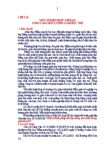 Báo cáo Sáng kiến Một số biện pháp chỉ đạo nâng cao chất lượng giáo dục trẻ