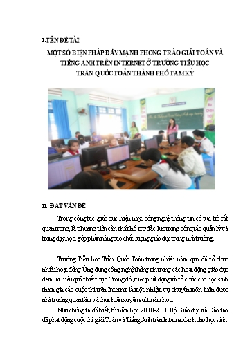 Báo cáo Sáng kiến Một số biện pháp đẩy mạnh phong trào giải Toán và Tiếng Anh trên Internet tại trường Tiểu học Trần Quốc Toản Thành phố Tam Kỳ