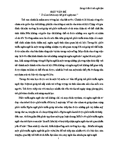 Báo cáo Sáng kiến Một số biện pháp giúp trẻ 4 - 5 tuổi phát triển ngôn ngữ thông qua hoạt động làm quen với văn học ở trường Mầm non A Văn Điển
