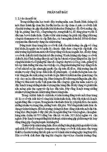 Báo cáo Sáng kiến Một số biện pháp làm tốt công tác xây dựng cơ sở vật tại Trường mầm non Thanh Bình, huyện Ea Kar
