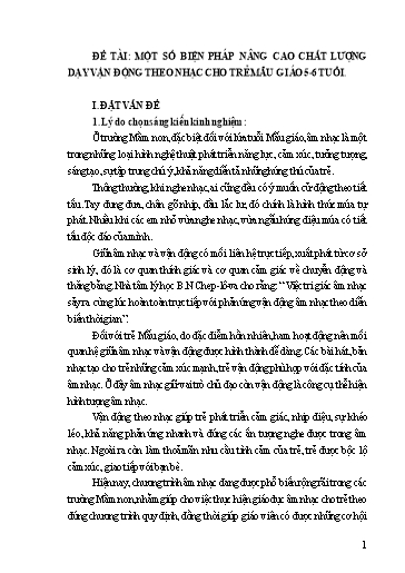 Báo cáo Sáng kiến Một số biện pháp nâng cao chất lượng dạy vận động theo nhạc cho trẻ Mẫu giáo 5-6 tuổi