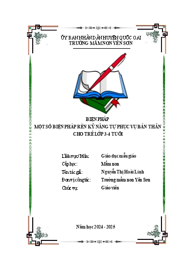 Báo cáo Sáng kiến Một số biện pháp rèn kỹ năng tự phục vụ bản thân cho trẻ Lớp 3-4 tuổi
