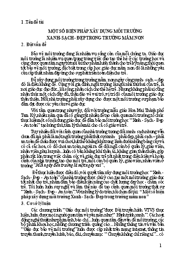 Báo cáo Sáng kiến Một số biện pháp xây dựng môi trường Xanh - Sạch - Đẹp trong Trường Mầm non