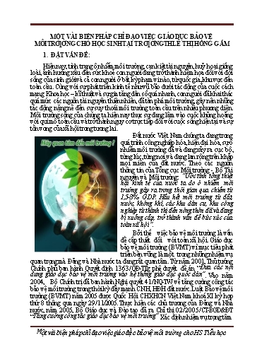 Báo cáo Sáng kiến Một vài biện pháp chỉ đạo việc giáo dục bảo vệ môi trường cho học sinh tại trường Tiểu học Lê Thị Hồng Gấm