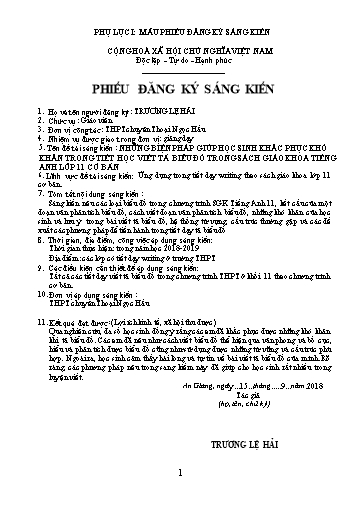 Báo cáo Sáng kiến Những biện pháp giúp học sinh khắc phục khó khăn trong tiết học viết tả biểu đồ trong sách giáo khoa tiếng Anh Lớp 11 cơ bản