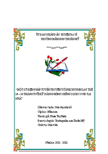 Đơn công nhận Sáng kiến Một số biện pháp tuyên truyền tới phụ huynh dạy trẻ 24 – 36 tháng tuổi kỹ năng phòng chống dịch covid tại nhà