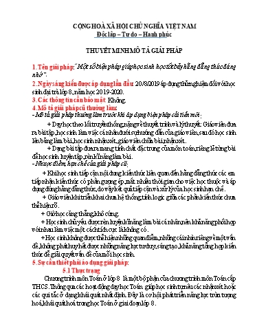 Mô tả Sáng kiến kinh nghiệm Một số biện pháp giúp học sinh học tốt bảy hằng đẳng thức đáng nhớ
