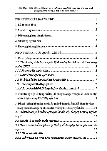 Sáng kiến kinh nghiệm Các biện pháp nâng cao hiệu quả sử dụng đồ dùng dạy học nhằm đổi mới phương pháp trong giảng dạy môn KHTN 6