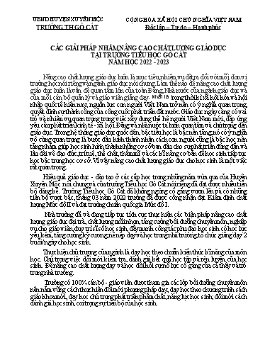 Sáng kiến kinh nghiệm Các giải pháp nhằm nâng cao chất lượng giáo dục tại Trường Tiểu học Gò Cát
