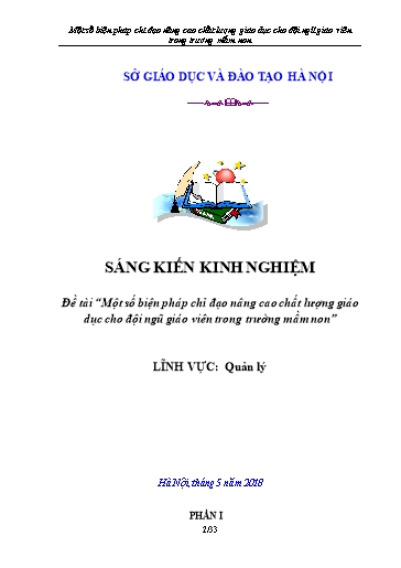 Sáng kiến kinh nghiệm Một số biện pháp chỉ đạo nâng cao chất lượng giáo dục cho đội ngũ giáo viên trong Trường Mầm non