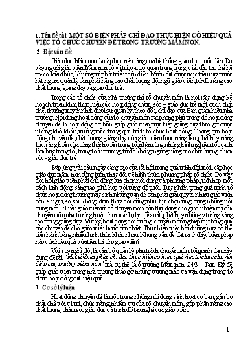 Sáng kiến kinh nghiệm Một số biện pháp chỉ đạo thực hiện có hiệu quả việc tổ chức Chuyên đề trong Trường Mầm non