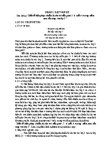 Sáng kiến kinh nghiệm Một số biện pháp chuẩn bị cho trẻ mẫu giáo 5- 6 tuổi ở Trường Mầm non sẵn sàng vào Lớp 1