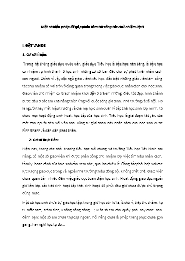 Sáng kiến kinh nghiệm Một số biện pháp để góp phần làm tốt công tác chủ nhiệm Lớp 5