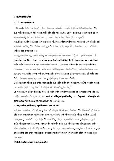 Sáng kiến kinh nghiệm Một số biện pháp để nâng cao công tác chủ nhiệm Lớp 5B trường Tiểu học Lý Thường Kiệt