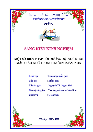 Sáng kiến kinh nghiệm Một số biện pháp đổi mới hình thức bồi dưỡng đội ngũ khối Mẫu giáo nhỡ trong Trường Mầm non