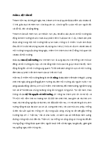 Sáng kiến kinh nghiệm Một số biện pháp giáo dục bảo vệ môi trường cho trẻ 4-5 tuổi trong Trường Mầm non Như Nguyệt