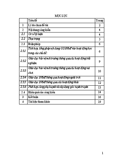 Sáng kiến kinh nghiệm Một số biện pháp giáo dục bảo vệ môi trường cho trẻ 3-4 tuổi trong Trường Mầm non