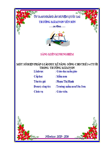 Sáng kiến kinh nghiệm Một số biện pháp giáo dục kĩ năng sống cho trẻ 3-4 tuổi trong Trường Mầm non