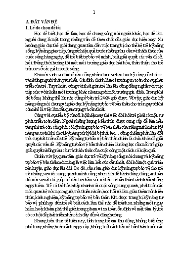 Sáng kiến kinh nghiệm Một số biện pháp giáo dục kỹ năng tự bảo vệ bản thân cho trẻ 5-6 tuổi tại Trường Mầm non